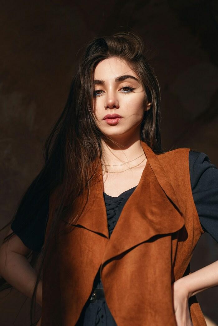 a woman looking at the camera