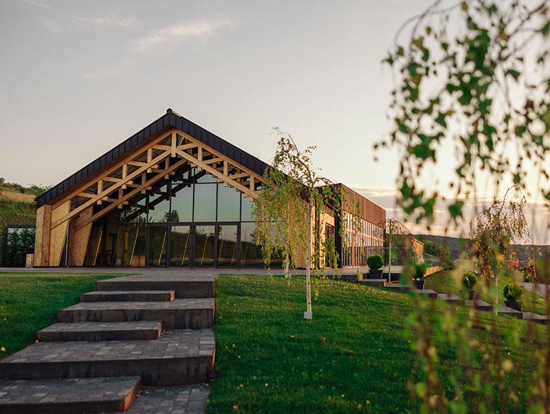 a bench in front of a building